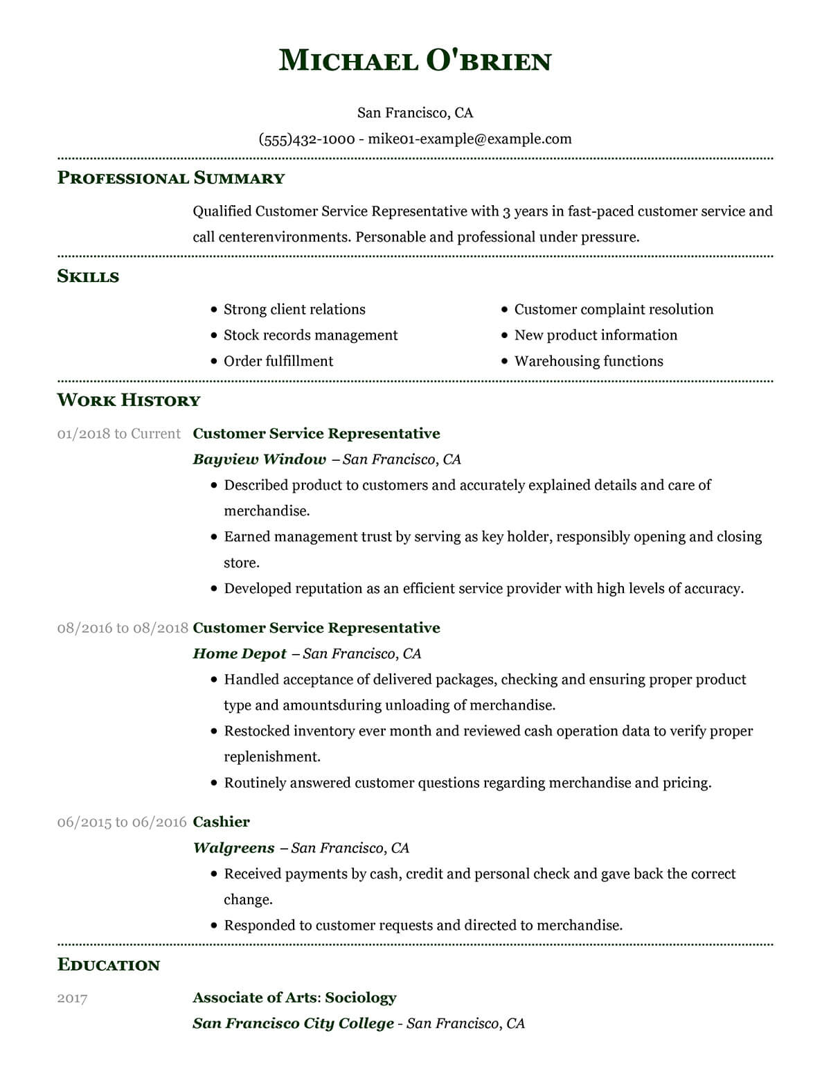 Resume Action Words  Customer Service Representative Examples Samples