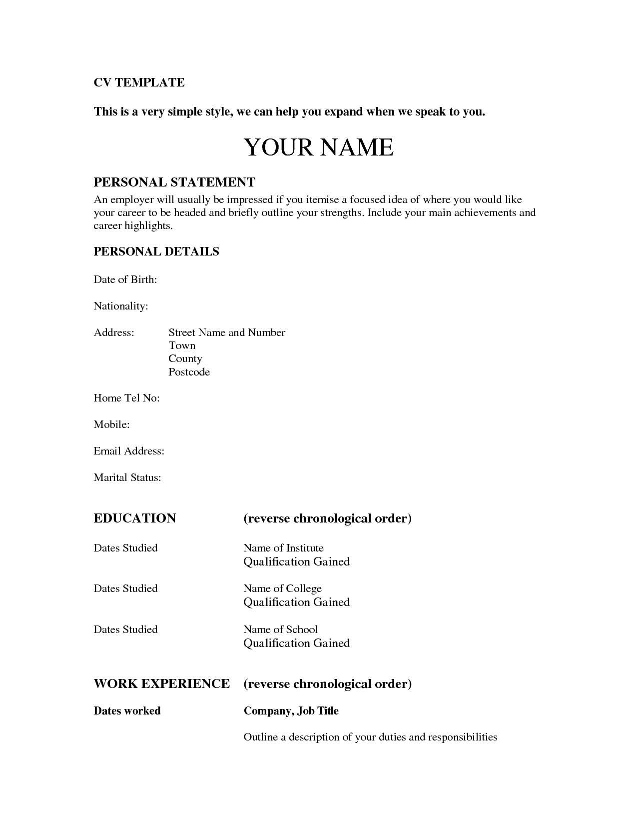 Resume Examples For Jobs Cv Template Easy Simple Job Resume Examples Simple Job Resume Examples resume examples for jobs|wikiresume.com