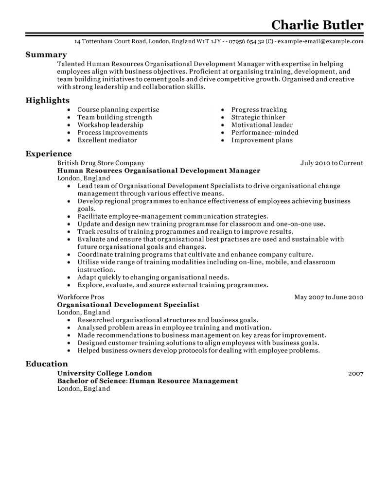 Resume Examples For Jobs Organizational Development Human Resources Classic 2 resume examples for jobs|wikiresume.com