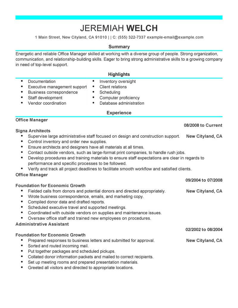 Resume Examples Office  Best Office Manager Resume Example Livecareer