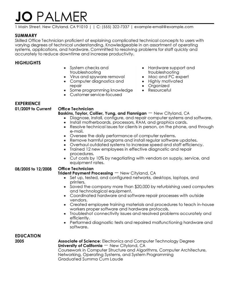 Resume Examples Office  Best Office Technician Resume Example Livecareer