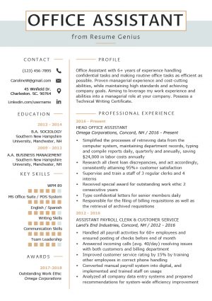 Resume Examples Office  Office Assistant Resume Example Writing Tips Resume Genius