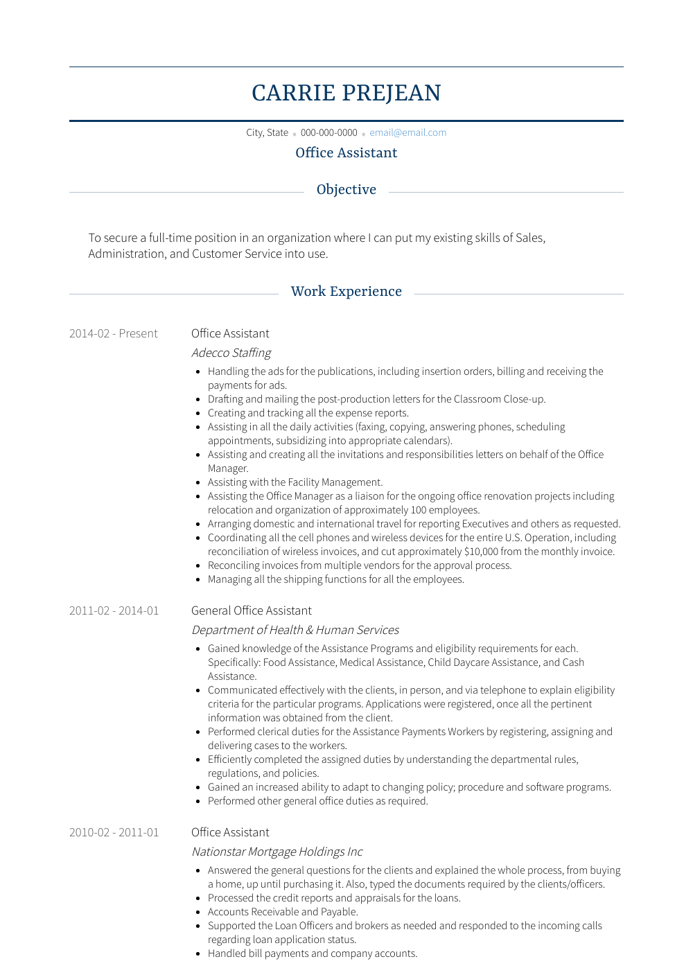 Resume Examples Office  Office Assistant Resume Samples Templates Visualcv