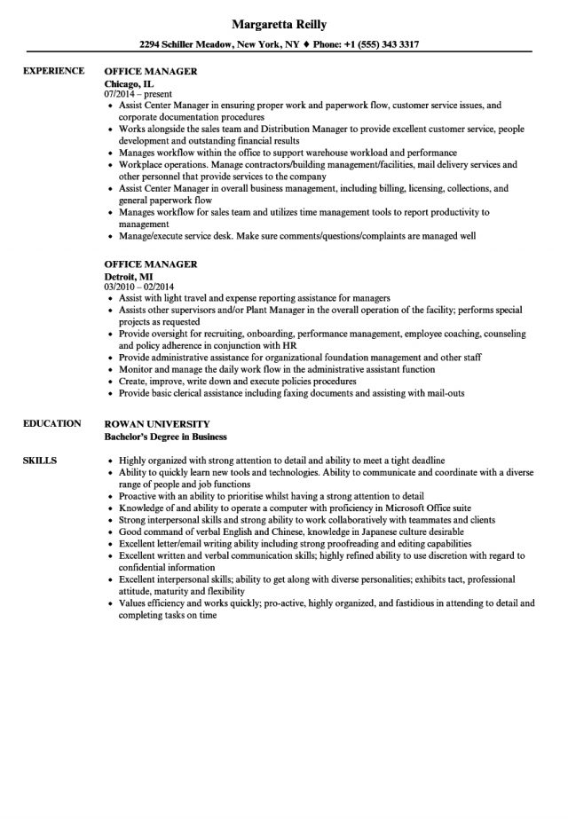 Resume Examples Office Office Manager Resume Samples Velvet Jobs ...