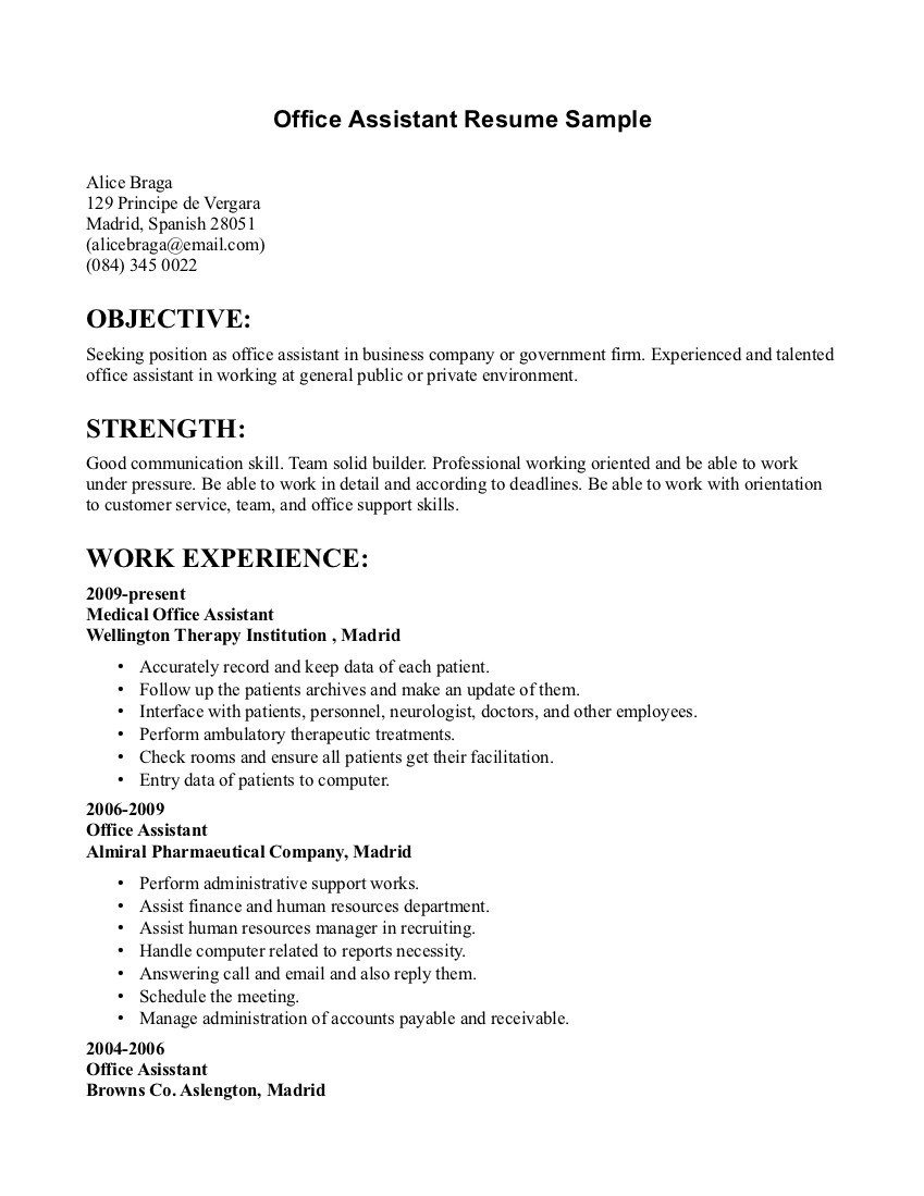 Resume Examples Office  Office Work Resume Lovely Virtual Assistant Resume New Fresh