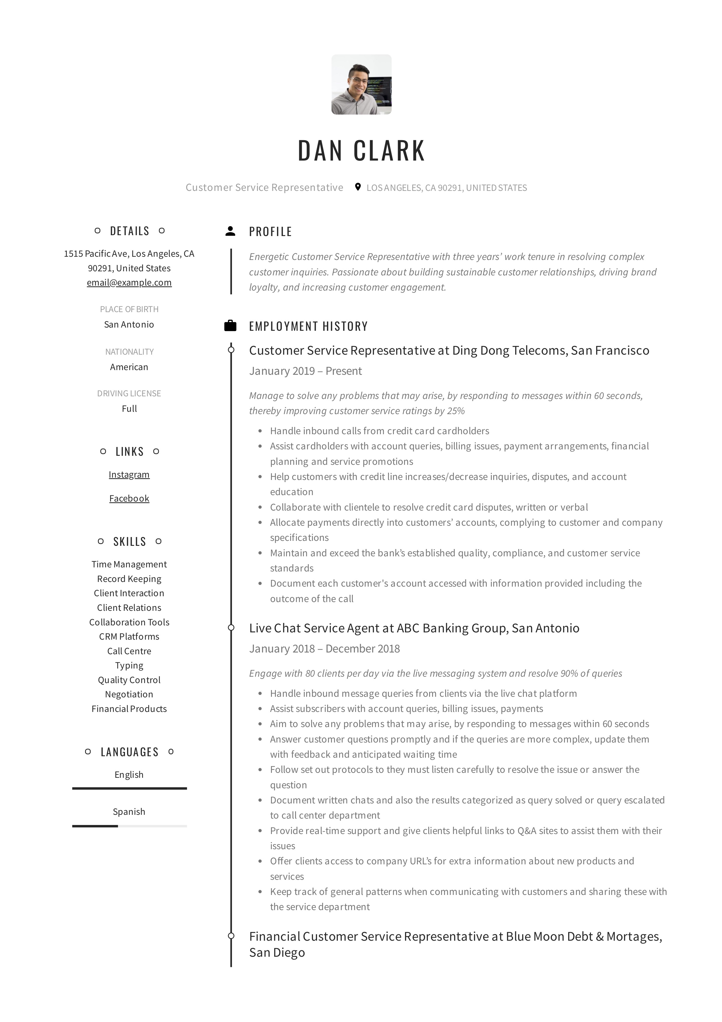 Resume For Customer Service Customer Service Representative Resume 1 resume for customer service|wikiresume.com