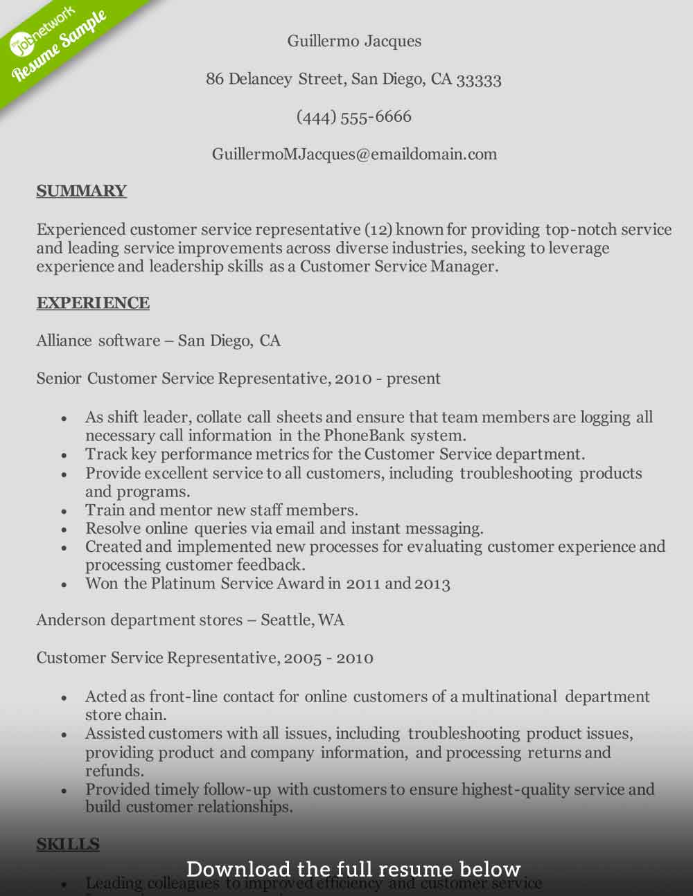 Resume For Customer Service Customer Service Resume Midlevel resume for customer service|wikiresume.com