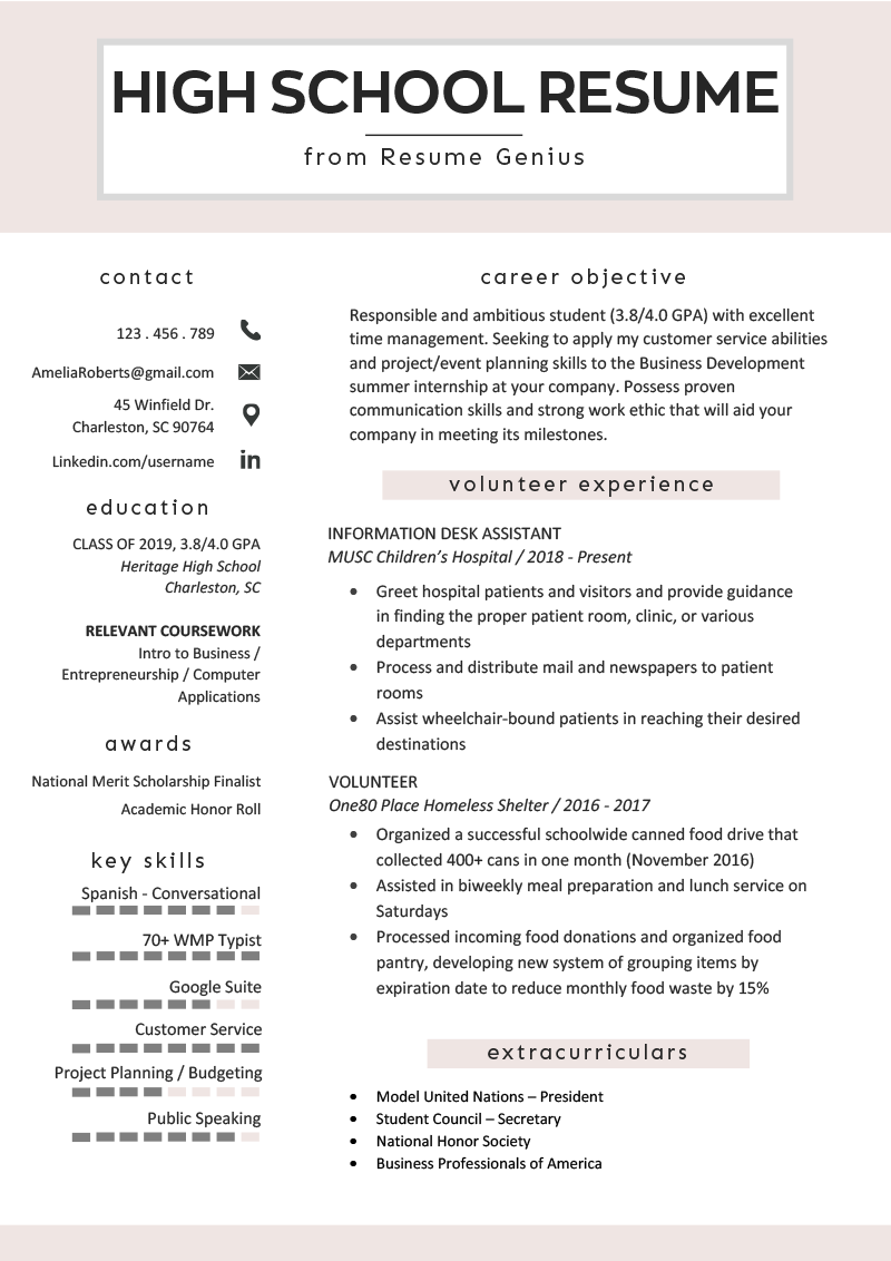 Resume For High School Student High School Resume Example Template resume for high school student|wikiresume.com