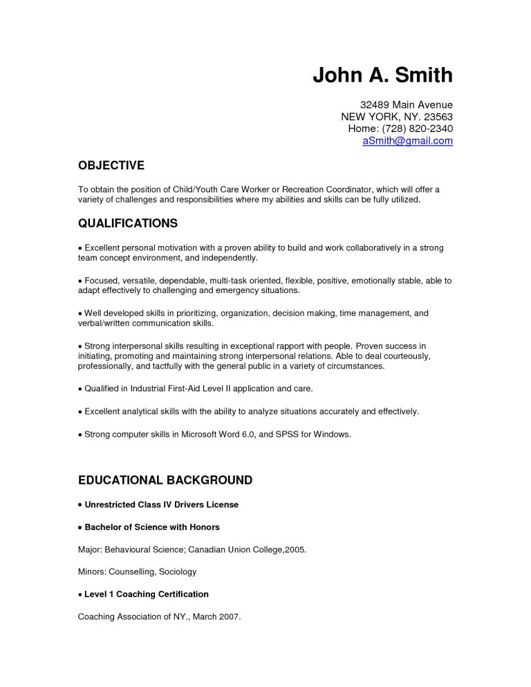 Resume Objective Examples Child Care Resume Objective Examples Skills ...