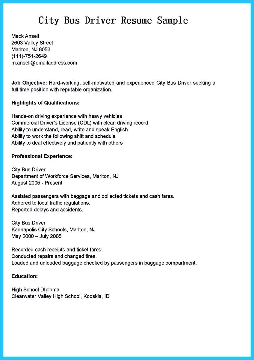 Resume Objective Examples  Delivery Driver Resume Objective Examples Beautiful School Bus