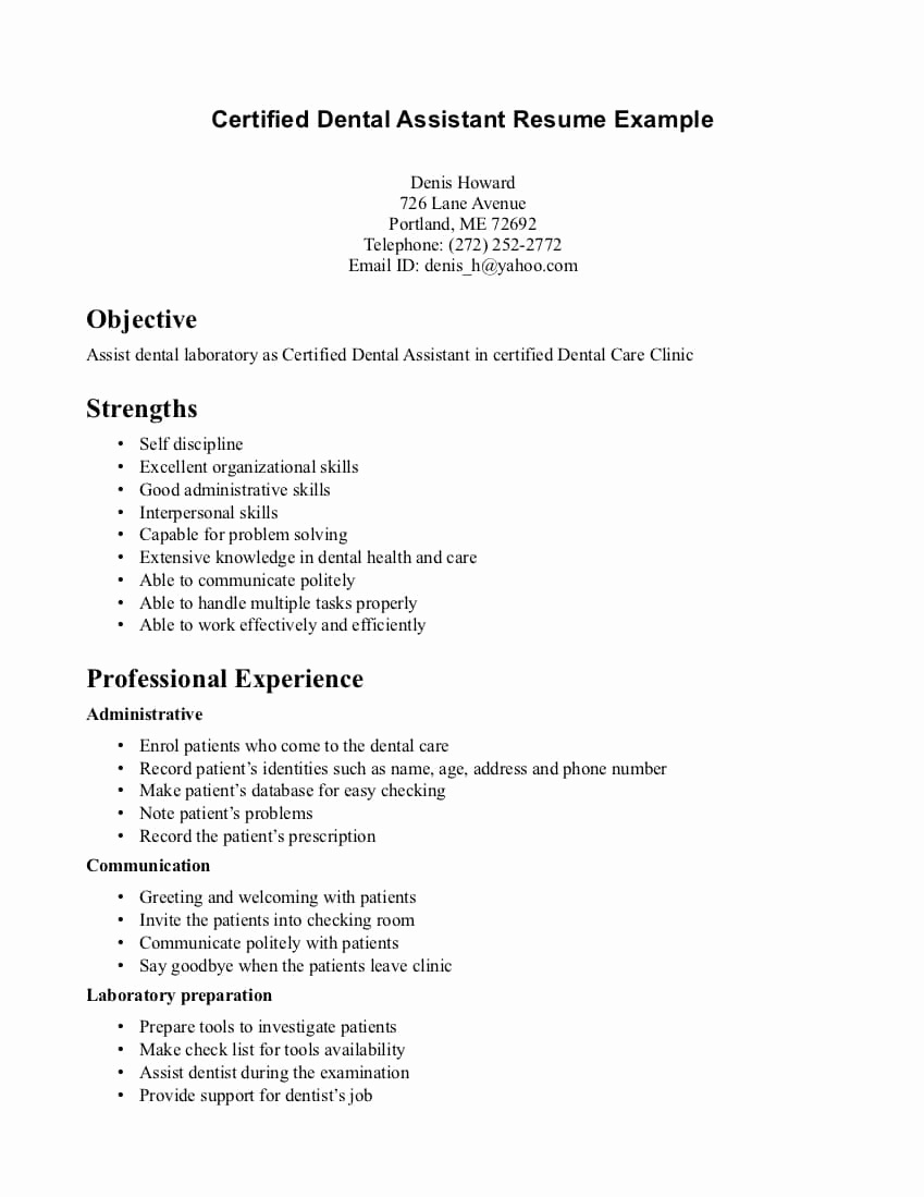 Resume Objective Examples  Dentist Resume Objective Examples Lovely 20 Dental Hygiene Resume