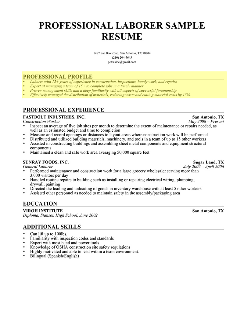 Resume Profile Examples  Career Profile Resume Examples Cablomongroundsapexco