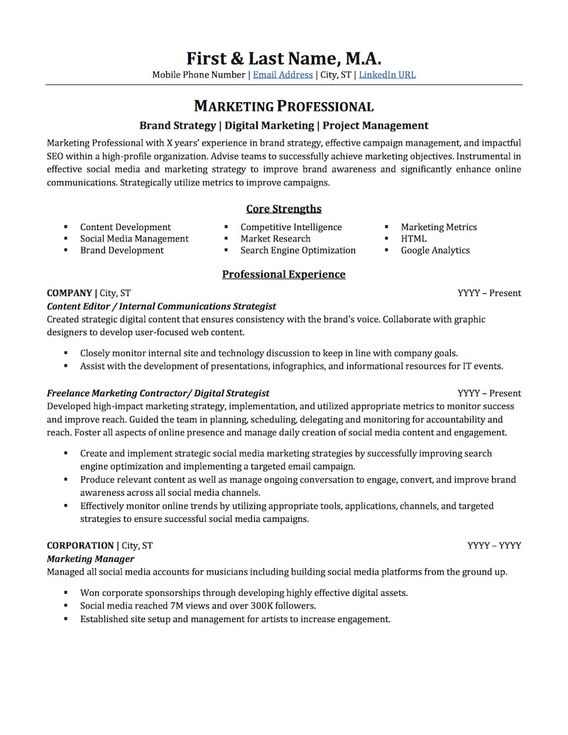 Resume Profile Examples Marketing Page1 306aaa3f3a resume profile examples|wikiresume.com