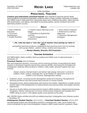 Resume Skills Examples  Preschool Teacher Resume Sample Monster