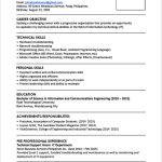 Resume Skills Examples  Sample Resume Format For Fresh Graduates One Page Format