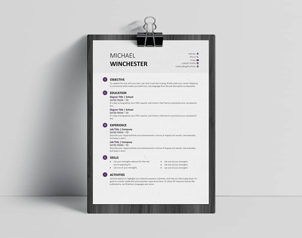 Resume Template For Word Free Resume Templates For Word 15 Cvresume Formats To Download