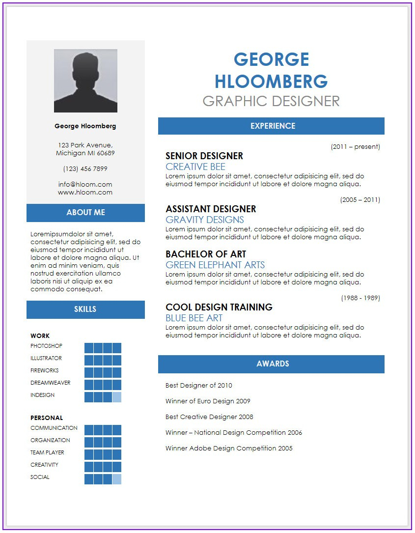 Resume Template For Word Modern Cv Template Word Free Download Indonesia Resume Resume