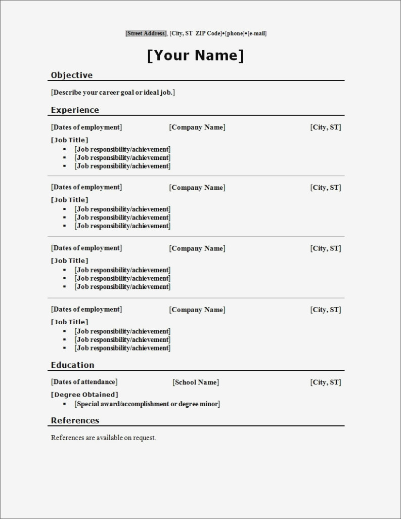 Resume Template For Word Resume Sample Word Download Free In Format Cv Template Microsoft