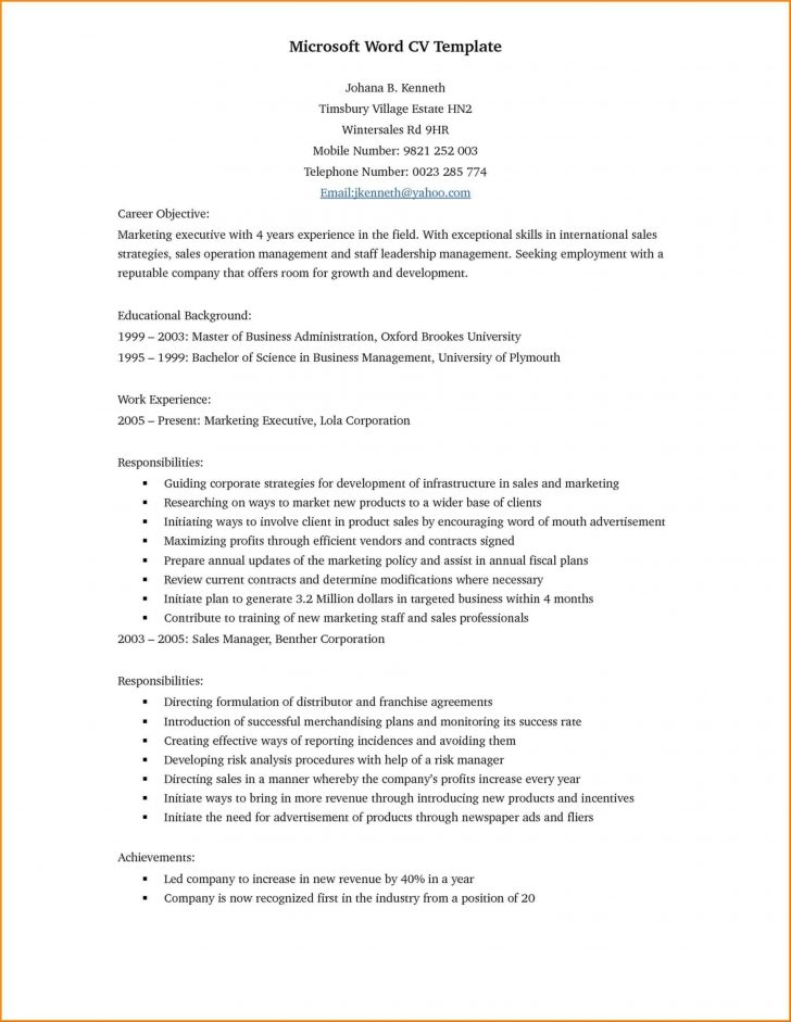 Resume Template Microsoft Word - wikiresume.com