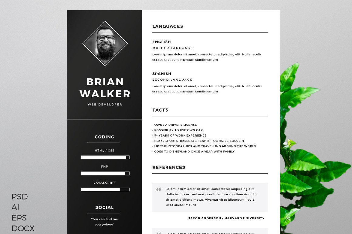 Resume Templates Free Download Free Resume Template For Microsoft Word Photoshop And Illustrator resume templates free download|wikiresume.com