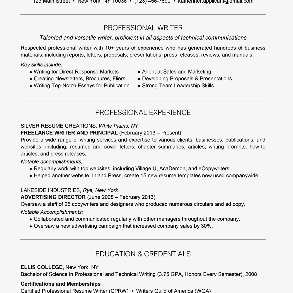 Resume Tips Skills Professional Writer Resume Example And Writing Tips