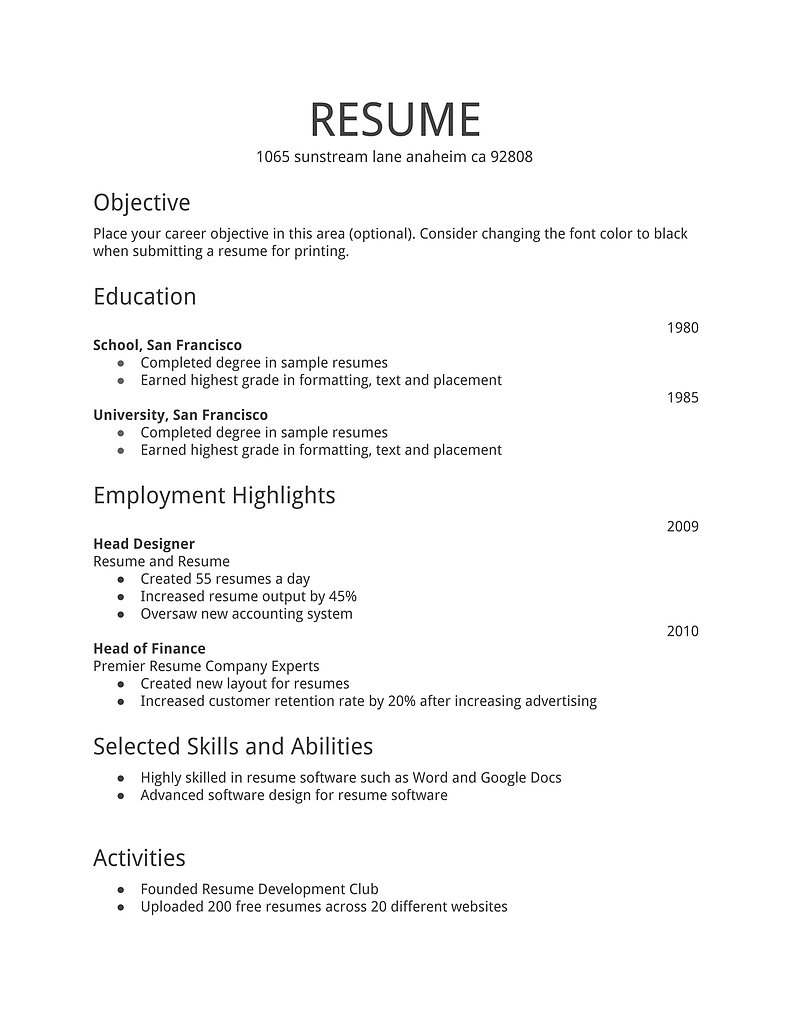 Resume Tips Templates Resume Examples Templates Free Download Simple Build Template 2