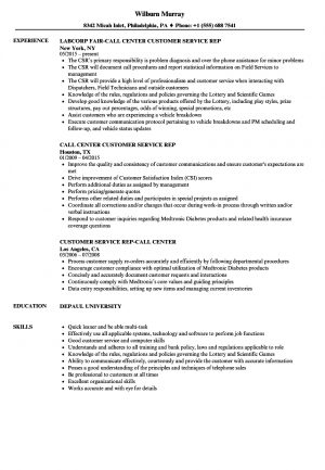 Resumes Examples Customer Service Call Center Customer Service Rep Resume Samples Velvet Jobs