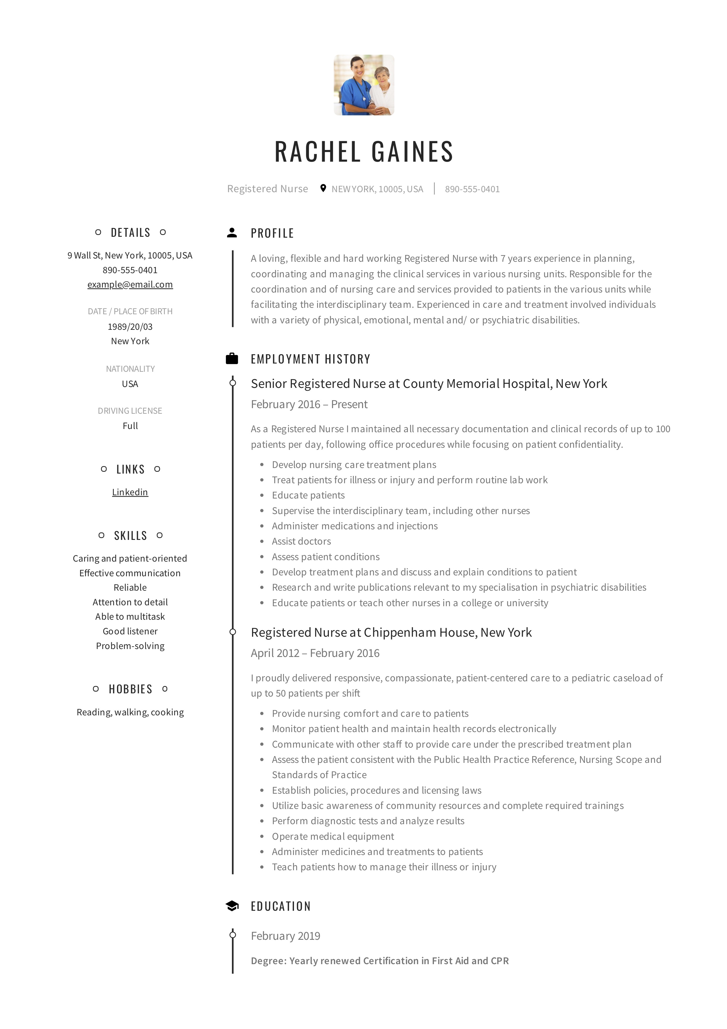 Rn Resume Examples Registered Nurse Resume Example 1 2 rn resume examples|wikiresume.com