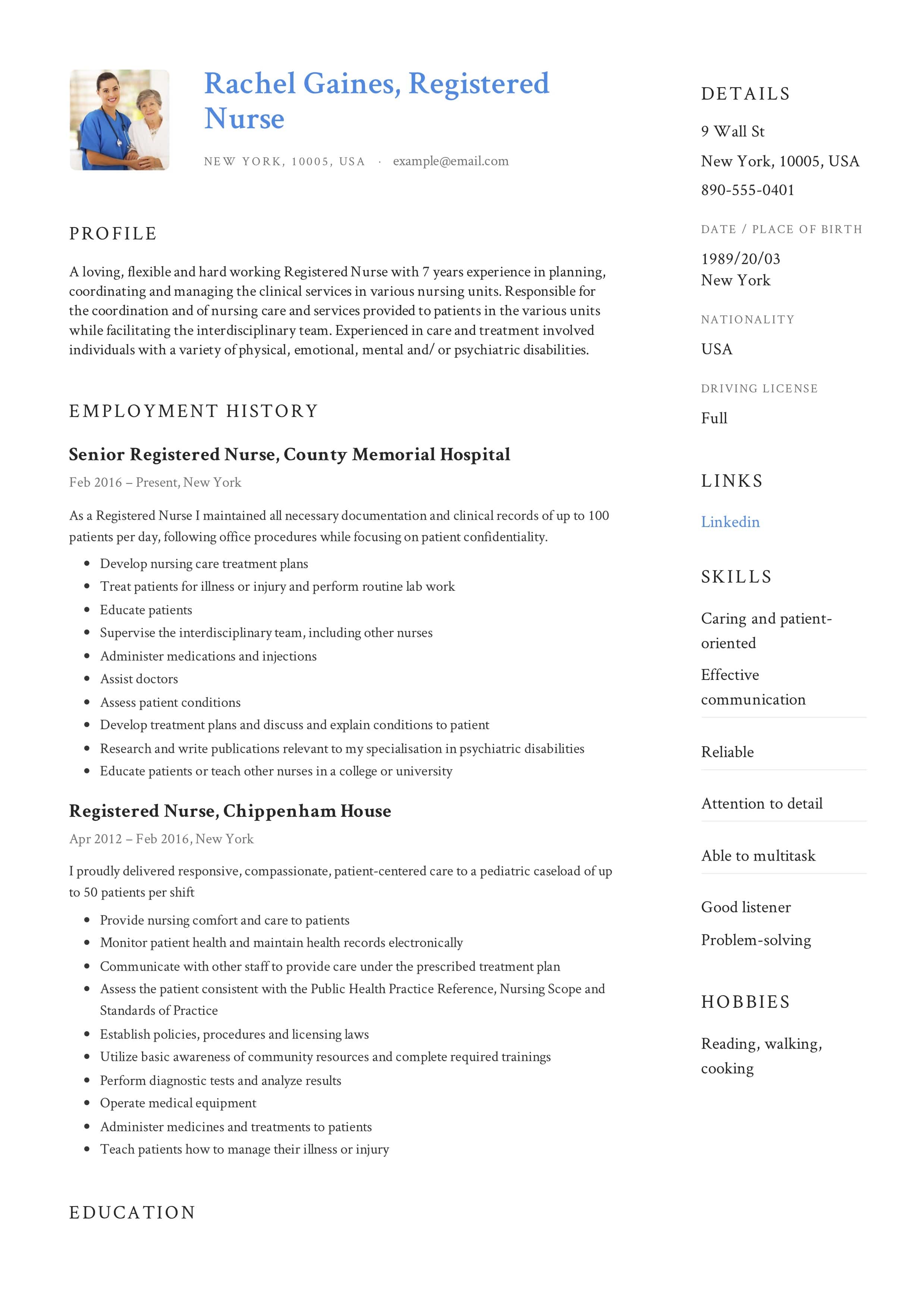 Rn Resume Examples Registered Nurse Resume Example 5 rn resume examples|wikiresume.com