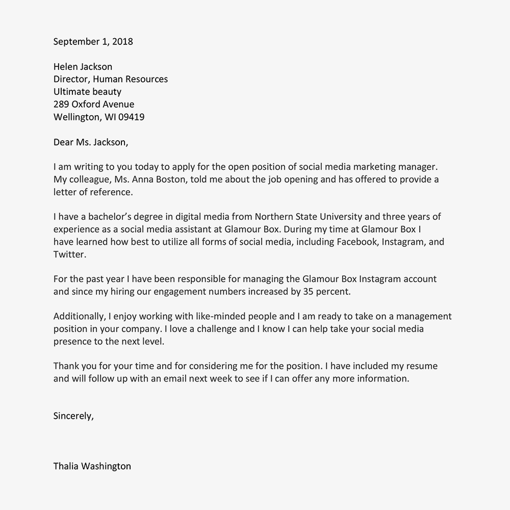 Sample Cover Letters  Cover Letter Template To Use To Apply For A Job