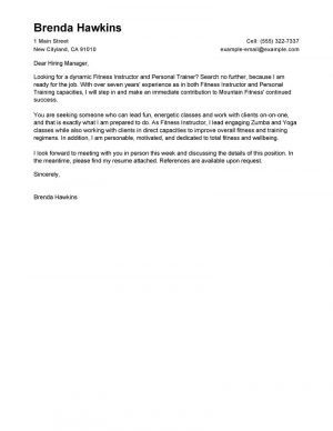 Sample Cover Letters  Leading Professional Fitness And Personal Trainer Cover Letter
