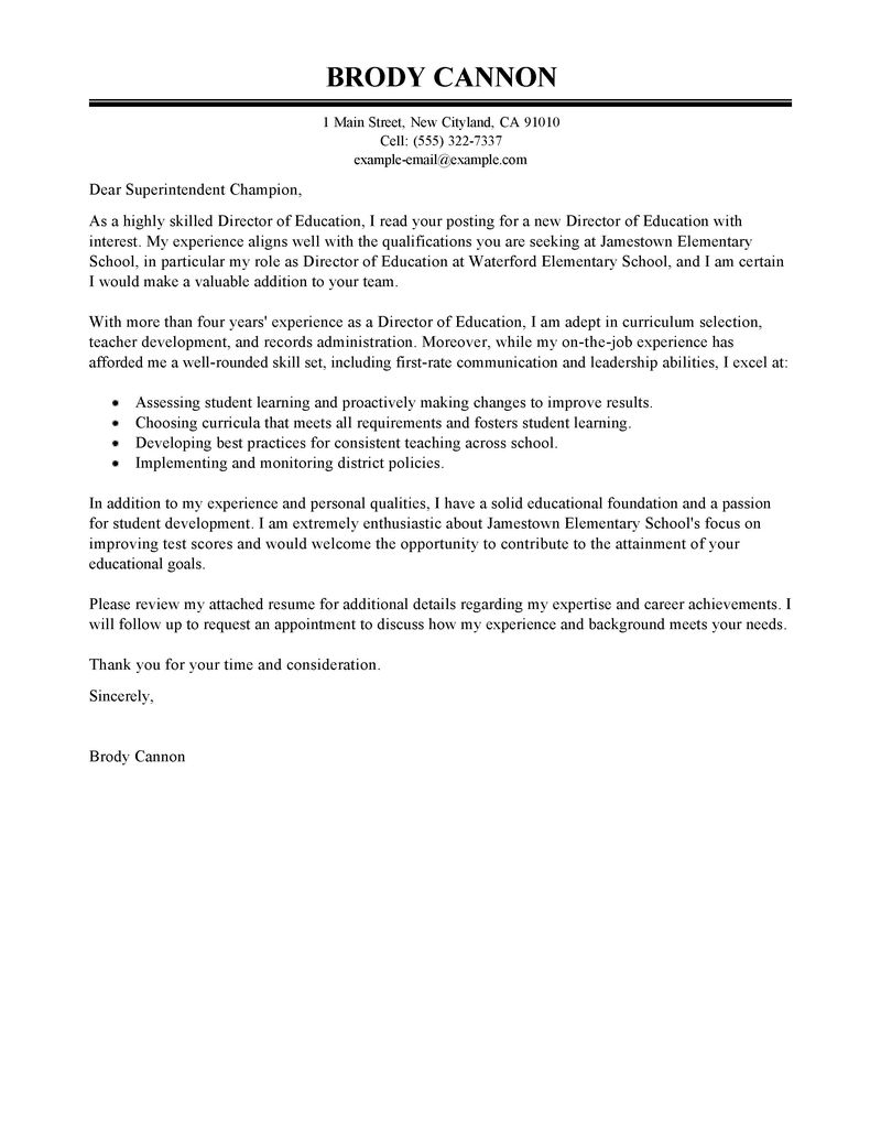 Samples Of Cover Letter  Leading Professional Director Cover Letter Examples Resources
