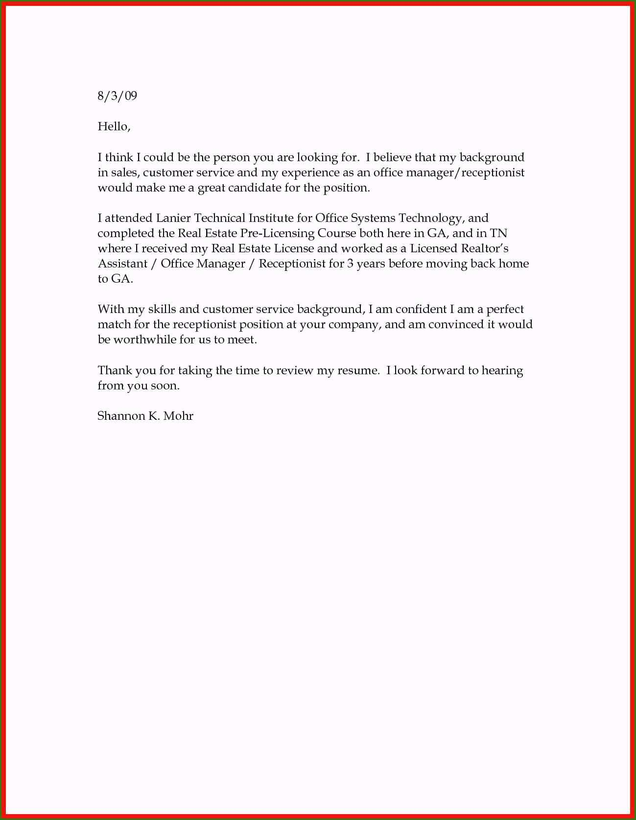 Simple Cover Letter Example Simple Cover Letter For Resume Example Unique Basic Cover Letter