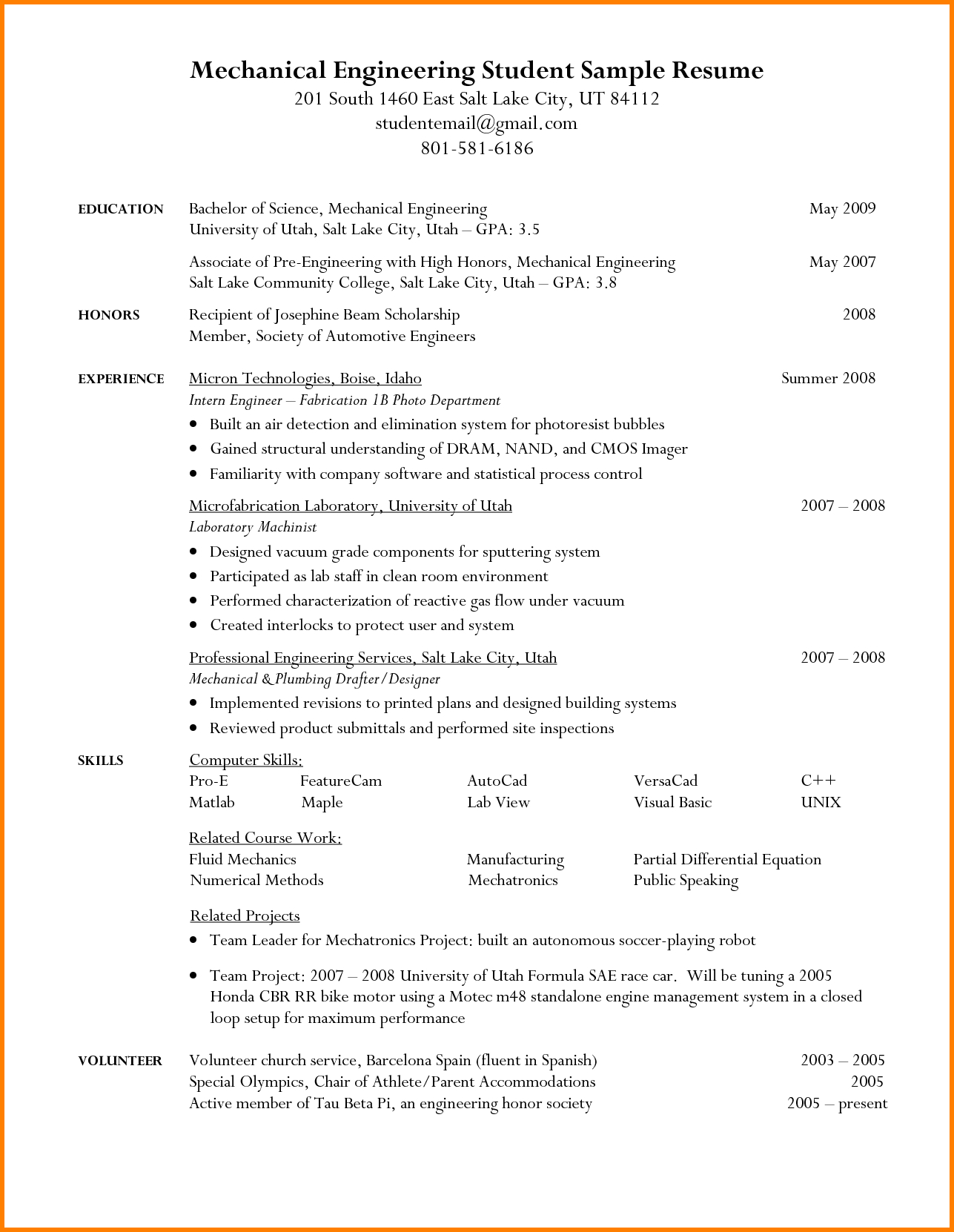 Student Resume Template 10 Engineering Student Resume Template Penn Working Papers