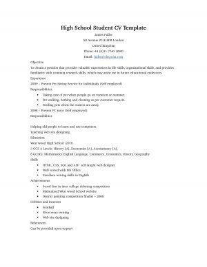 Student Resume Template Free Resume Template For High School Student Lazine