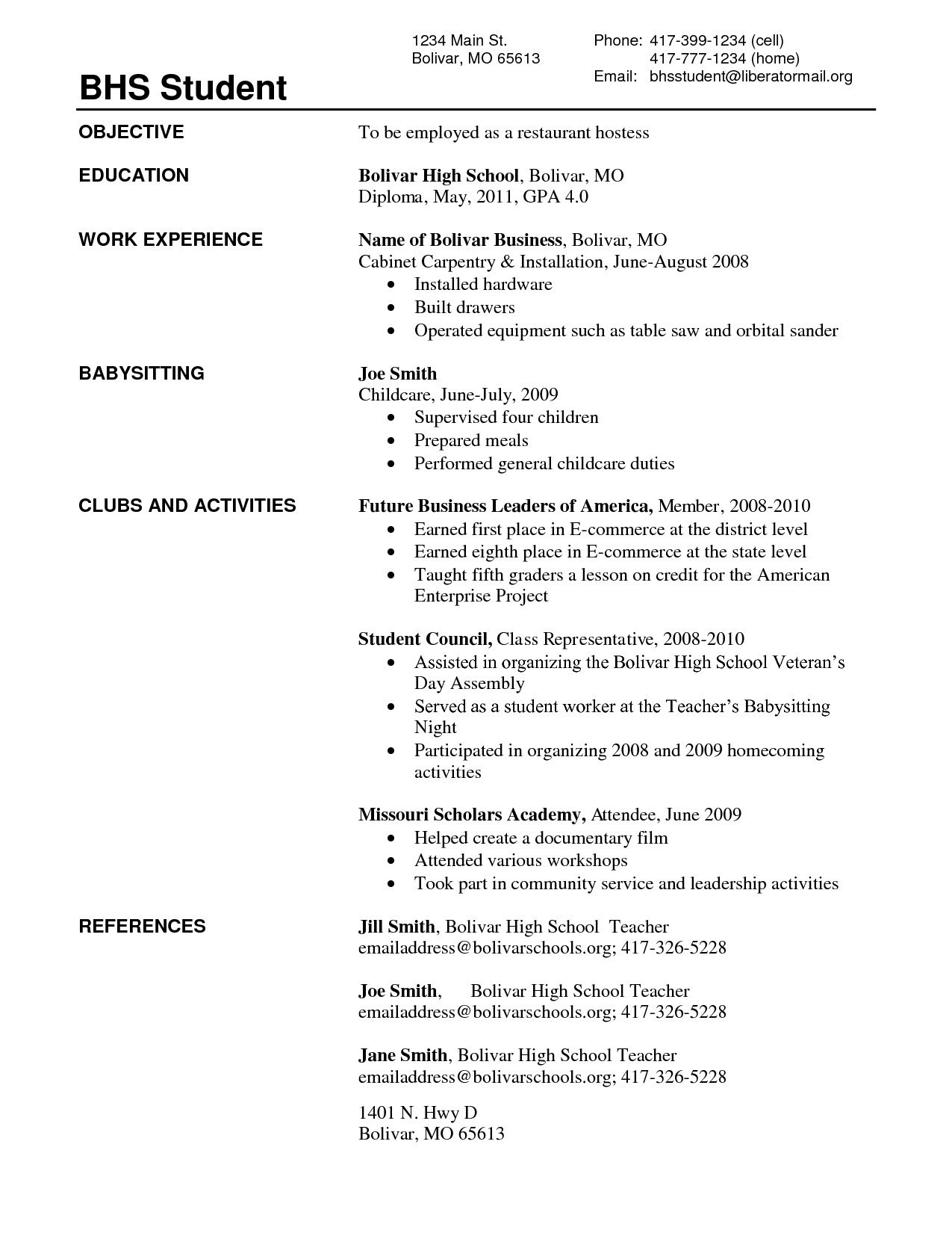 Student Resume Template High School Student Resume Template No Experience Best Resume