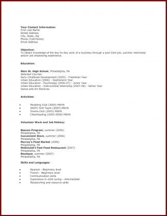 Student Resume Template Resume Template High School Student First Job ...