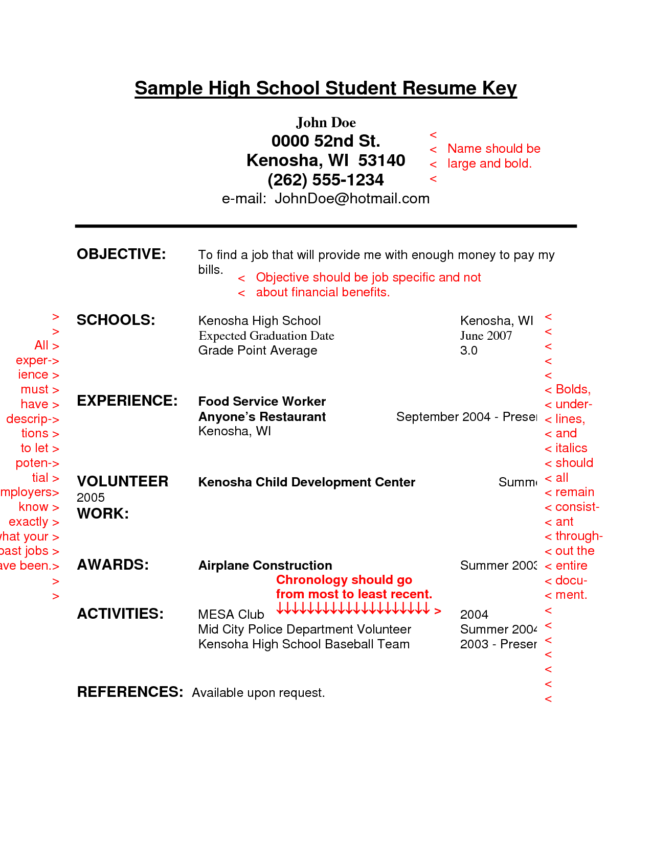 Student Resume Template Resumes For Students In High School Radiovkmtk