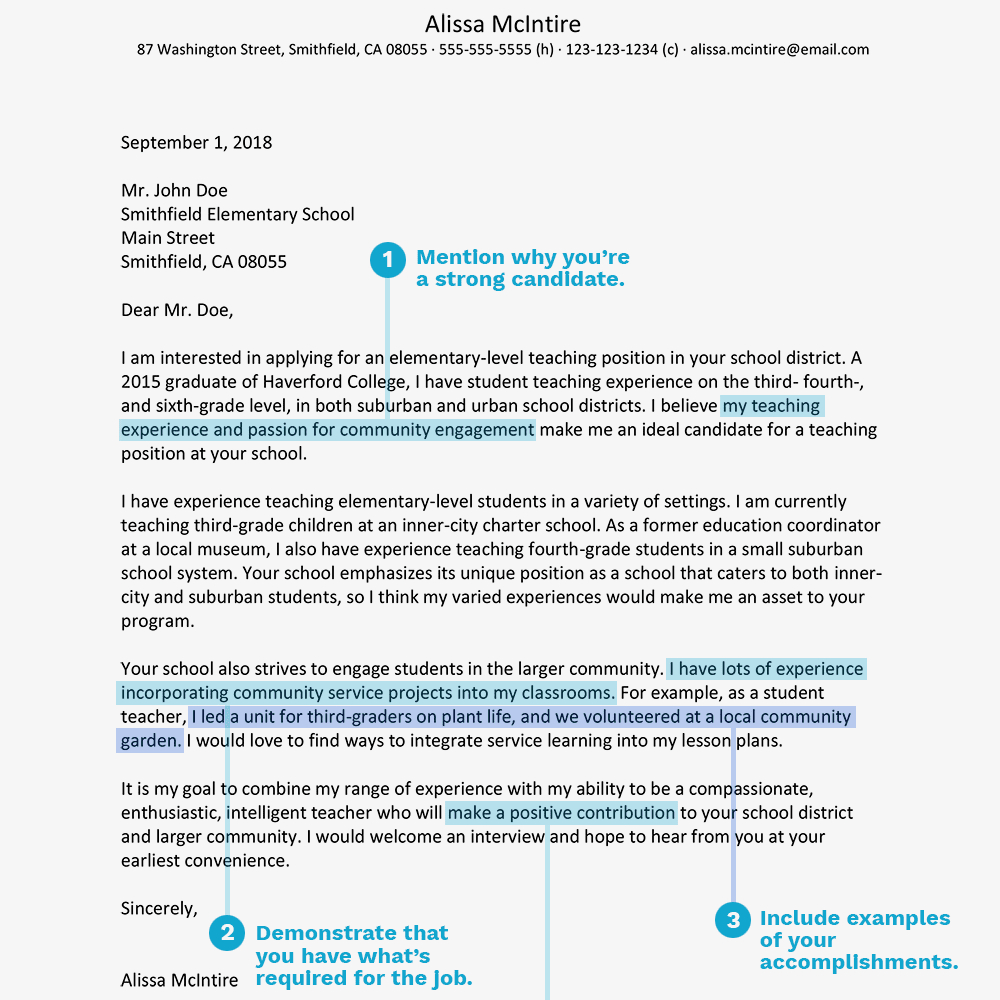 Teacher Cover Letter Example Teacher Cover Letter Example And Writing Tips