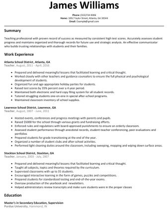 Some Important Points You will Find In the Latest Teacher Resume ...