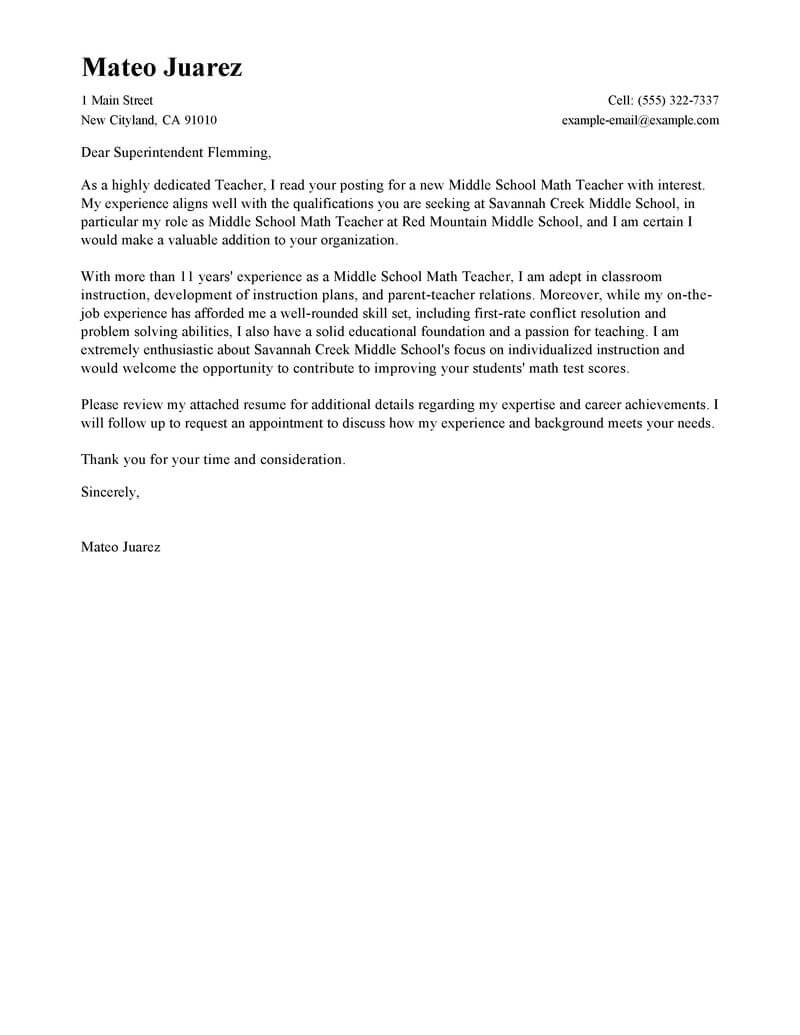 Teaching Cover Letter Leading Professional Teacher Cover Letter Examples Resources
