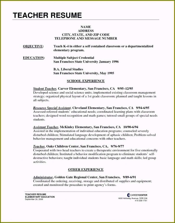 Teaching Resume Elementary - wikiresume.com