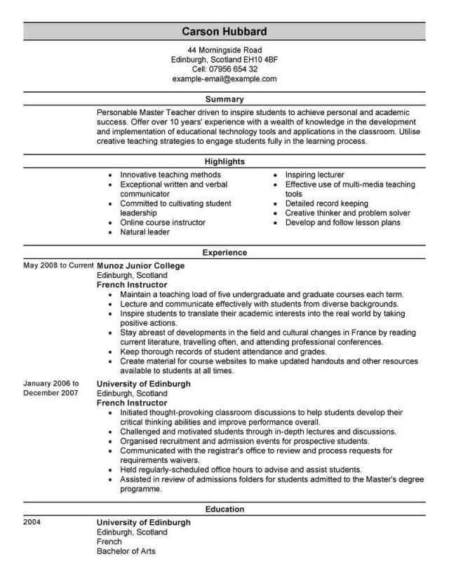 5 Details in Teaching Resume Examples - wikiresume.com