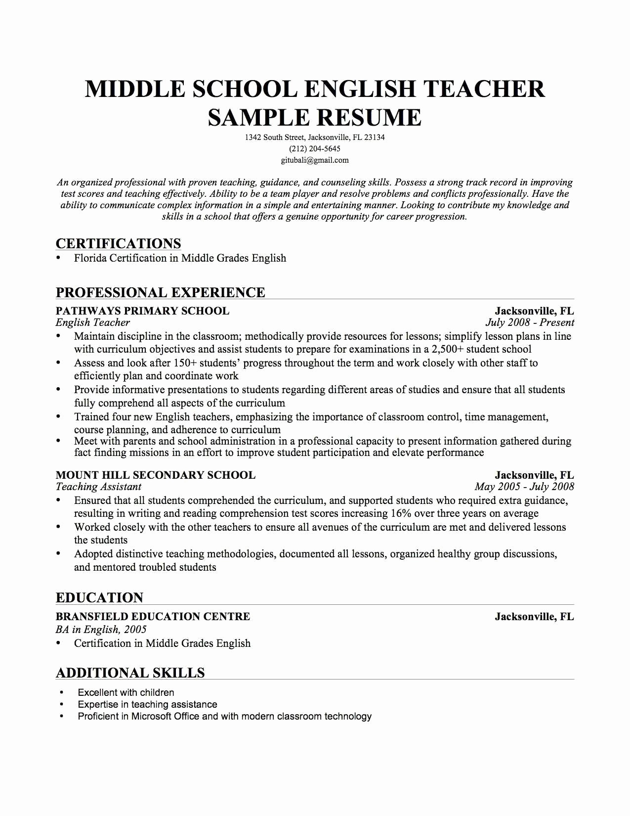 Teaching Resume Template Resume Templates For Teachers Best Of Teaching Resume Template